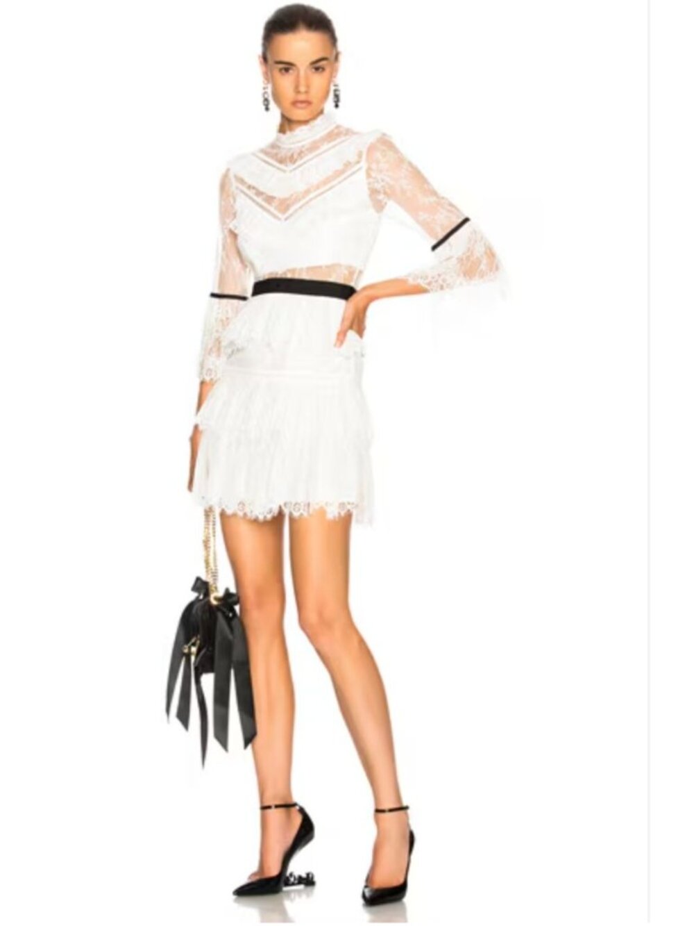 Self-Portrait White Guipure Fine Lace Mini Dress NWOT - Size XS